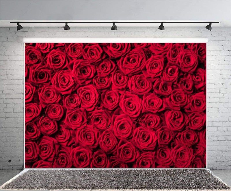 Yeele 10x8ft Wedding Red Rose Floral Photo Background Vinyl Flower Petals Romantic Sweet Bridal Party Style Photography Backdrops Girl Adult Lovers Portrait Activity Photo Studio Props Wallpaper - Image 1